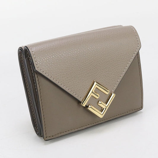 FENDI 8M0480 FF Diamond Three fold wallet leather gray Women