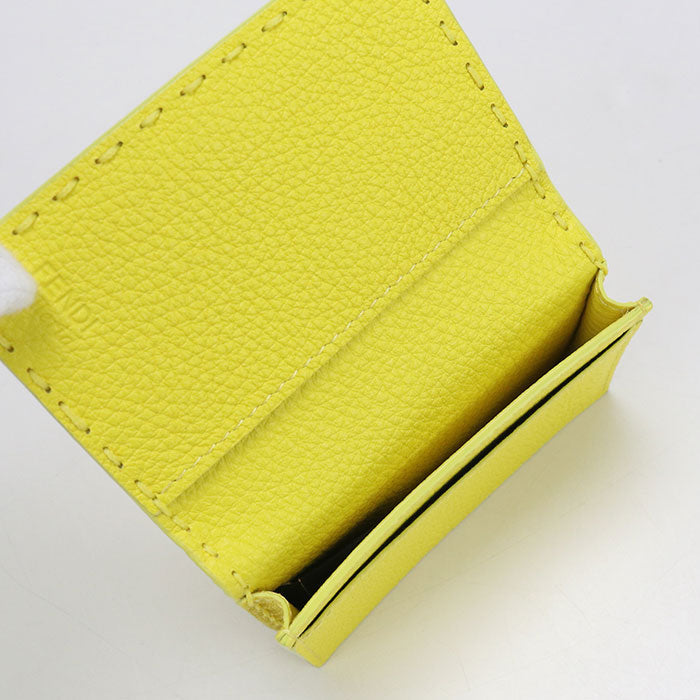 FENDI 8M0501 Card Case name card holder leather yellow Women