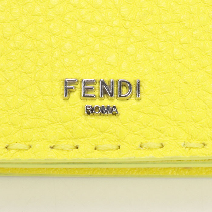 FENDI 8M0501 Card Case name card holder leather yellow Women