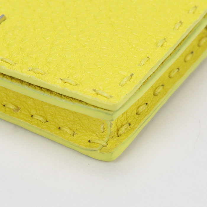 FENDI 8M0501 Card Case name card holder leather yellow Women