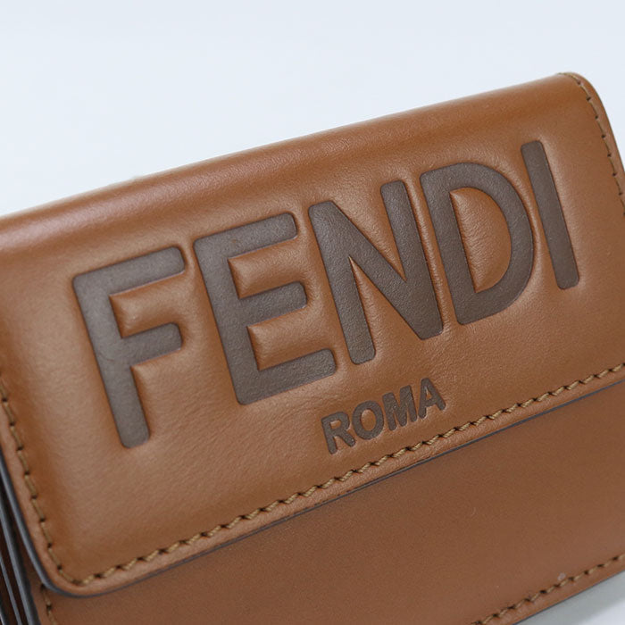 FENDI 8M0395 AAYZ F0QVK Tri-fold wallet Fendi Rome Compact Flap Wallet Calf leather Brown Women (unisex)