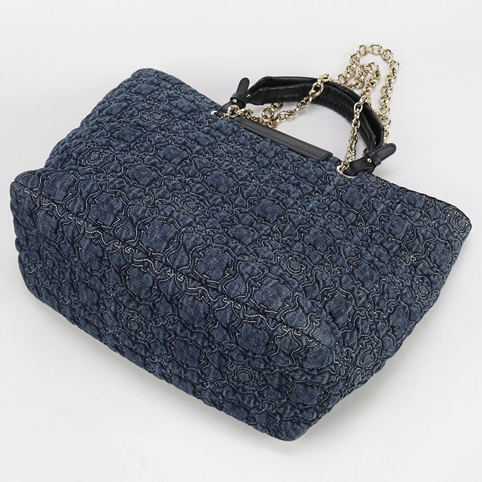 FERRAGAMO 21 0960 2WAY Tote Bag denim Navy Women