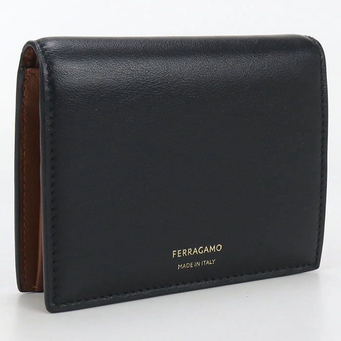 FERRAGAMO 22 0699 Folded Wallet leather Black unisex