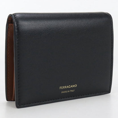 FERRAGAMO 22 0699 Folded Wallet leather Black unisex