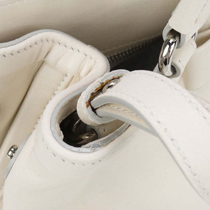FERRAGAMO 21 309 2WAY Vara ribbon Tote Bag leather White Women