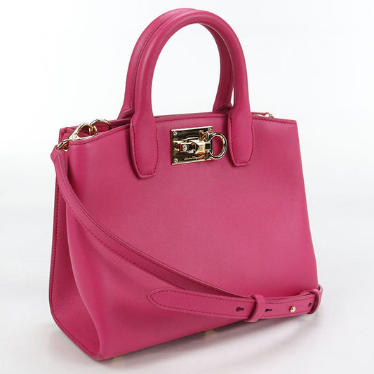 FERRAGAMO 21 H288 2WAY Gancini Tote Bag Calfskin pink Women
