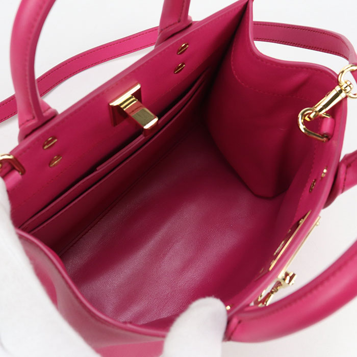 FERRAGAMO 21 H288 2WAY Gancini Tote Bag Calfskin pink Women