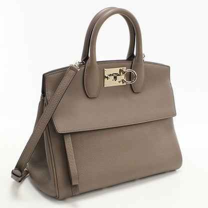 FERRAGAMO 21 H159 2WAY Gancini Tote Bag Calfskin Gray Women