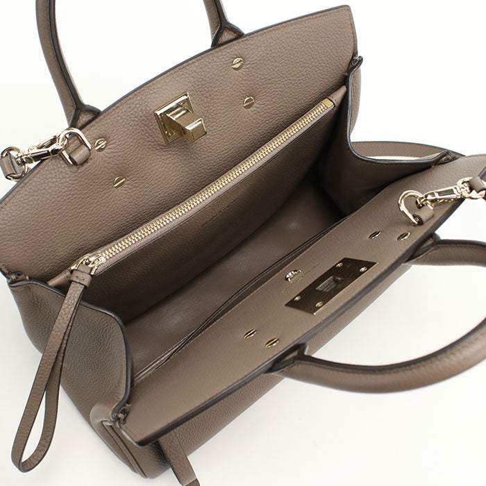 FERRAGAMO 21 H159 2WAY Gancini Tote Bag Calfskin Gray Women