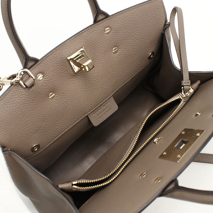 FERRAGAMO 21 H159 2WAY Gancini Tote Bag Calfskin Gray Women