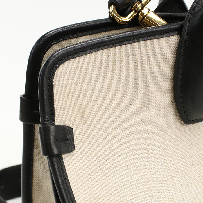 FERRAGAMO 21 I159 2WAY Gancini Tote Bag canvas leather White Women