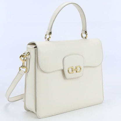 FERRAGAMO 21 E082 2WAY handbag Gancini totebag Calfskin white Women