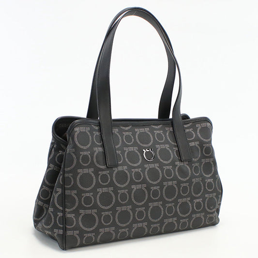 FERRAGAMO 21 7919 Thrilling Bag Gancini Tote Bag Hand bag PVC Black Women
