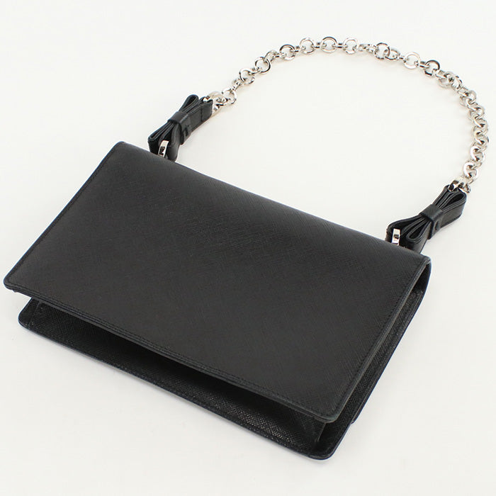FERRAGAMO 21 6849 ChainShoulder Bag Gancini Semi-Shoulder leather black Women