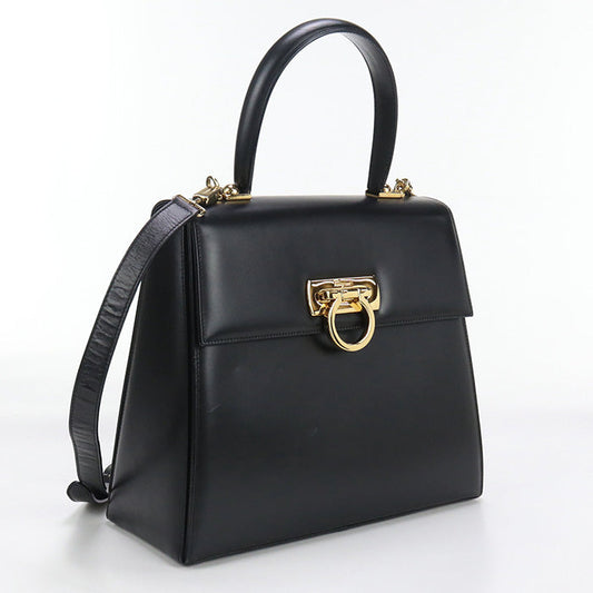 FERRAGAMO FR87030 2WAY Gancini Handbag Calfskin black Women