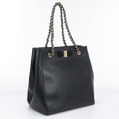 FERRAGAMO 21 F019 Chain Shoulder Bag Calfskin black Women