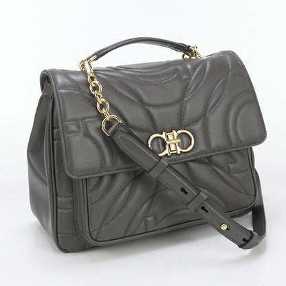 FERRAGAMO 21 0429 2WAY Gancini Handbag Calfskin gray Women