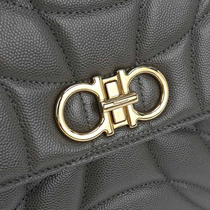 FERRAGAMO 21 0429 2WAY Gancini Handbag Calfskin gray Women