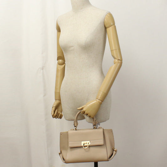FERRAGAMO 21 F628 Handbag Gancini 2WAYTote Bag Calfskin beige Women