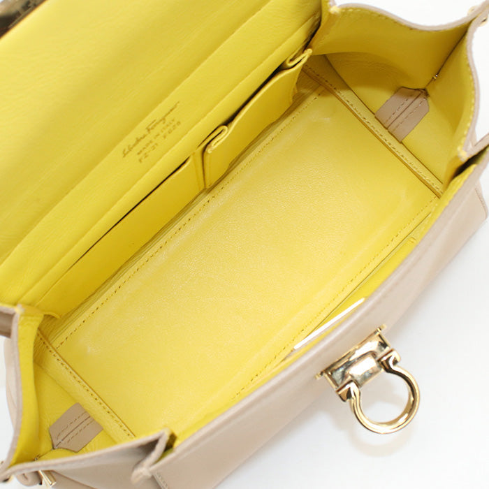 FERRAGAMO 21 F628 Handbag Gancini 2WAYTote Bag Calfskin beige Women