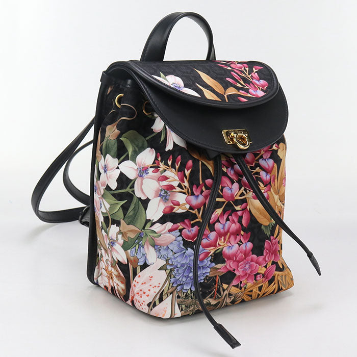 FERRAGAMO 21 H987 Backpack Gancini Backpack PVC/Calfskin black Women