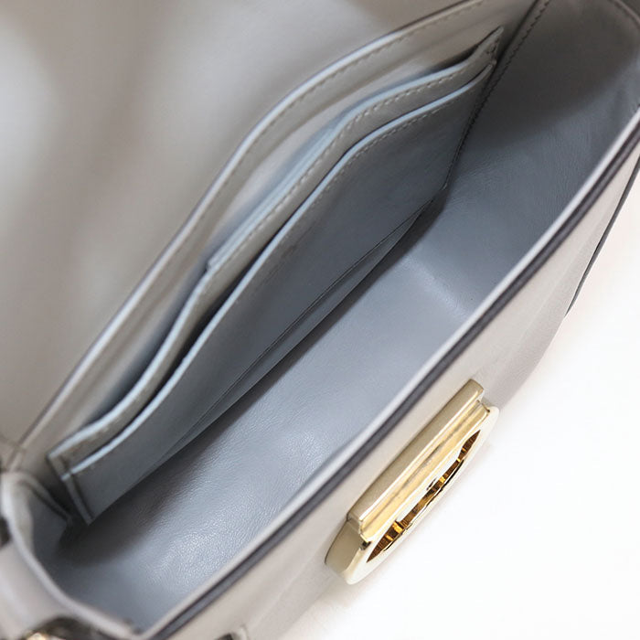 FERRAGAMO 21 H004 Gancini Diagonal Shoulder Bag leather gray Women