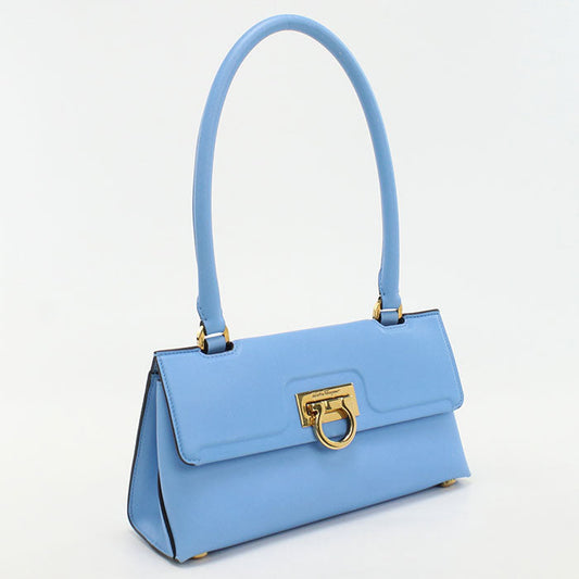 FERRAGAMO 21 1495 Gancini Handbag Calfskin blue Women