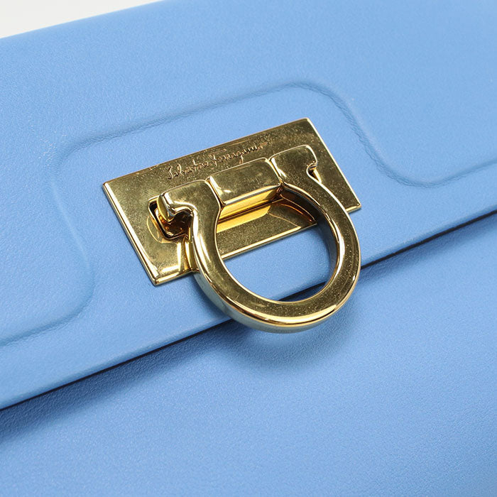 FERRAGAMO 21 1495 Gancini Handbag Calfskin blue Women
