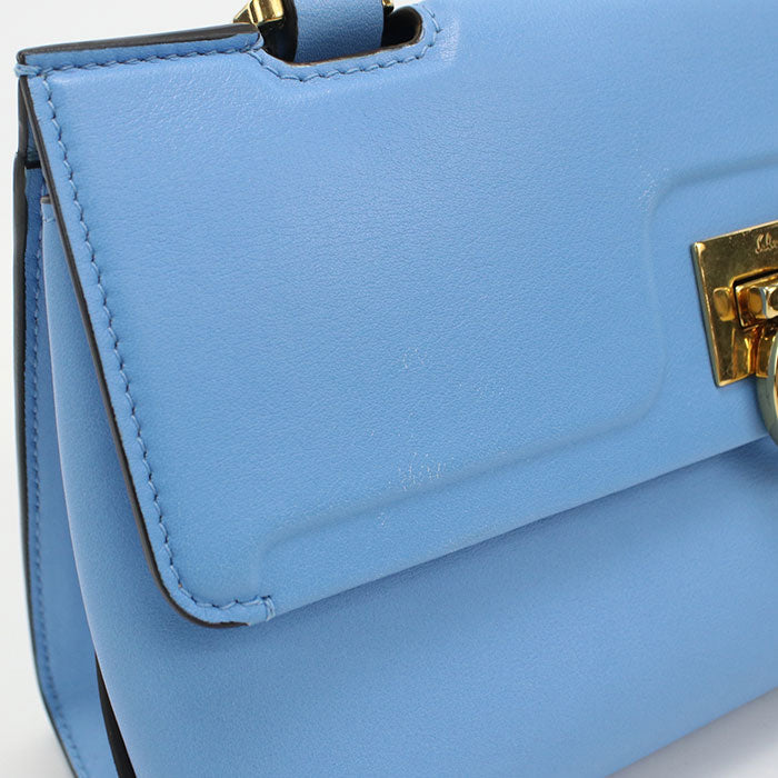 FERRAGAMO 21 1495 Gancini Handbag Calfskin blue Women