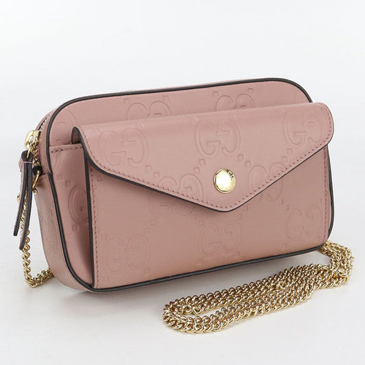 GUCCI 781554 ChainShoulder Bag Jumbo GG Diagonal leather Pink Women
