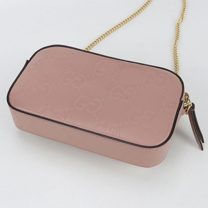 GUCCI 781554 ChainShoulder Bag Jumbo GG Diagonal leather Pink Women