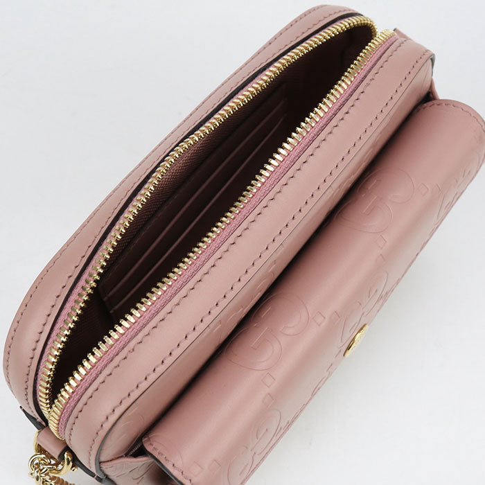 GUCCI 781554 ChainShoulder Bag Jumbo GG Diagonal leather Pink Women