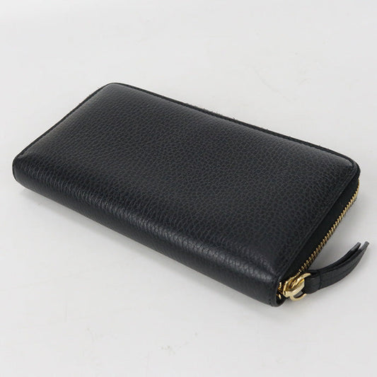 GUCCI 456117 CAO0G 1000 Long Wallet GG Marmont Zip Around Purse leather black Women(unisex)