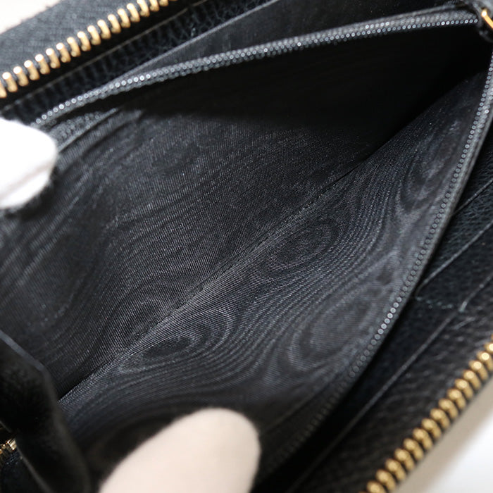 GUCCI 456117 CAO0G 1000 Long Wallet GG Marmont Zip Around Purse leather black Women(unisex)