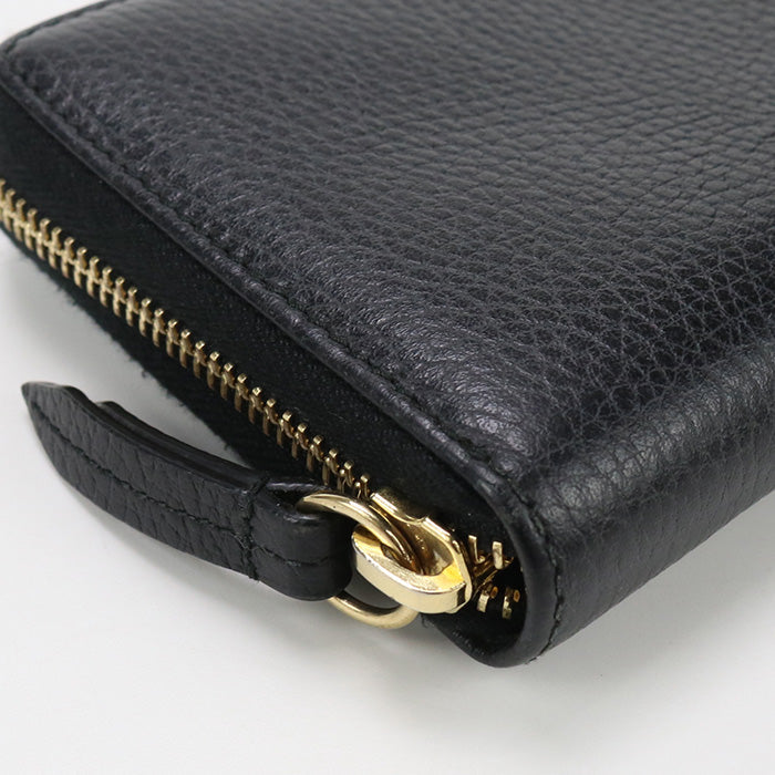 GUCCI 456117 CAO0G 1000 Long Wallet GG Marmont Zip Around Purse leather black Women(unisex)