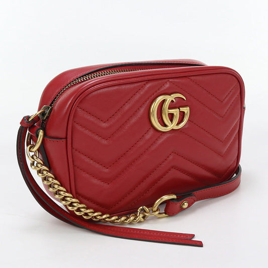 GUCCI 448065 DTD1T Shoulder Bag GG Marmont Quilting Mini bag leather Red Women