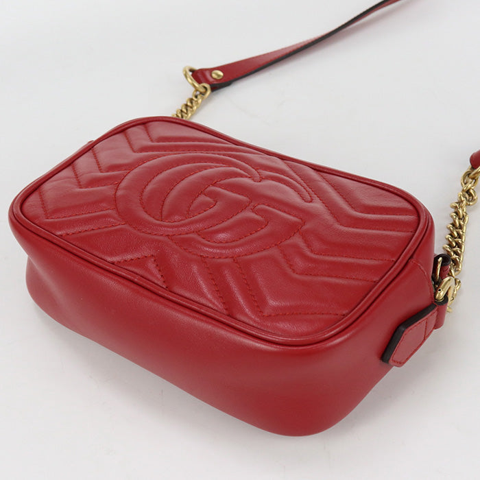 GUCCI 448065 DTD1T Shoulder Bag GG Marmont Quilting Mini bag leather Red Women