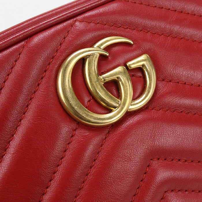 GUCCI 448065 DTD1T Shoulder Bag GG Marmont Quilting Mini bag leather Red Women