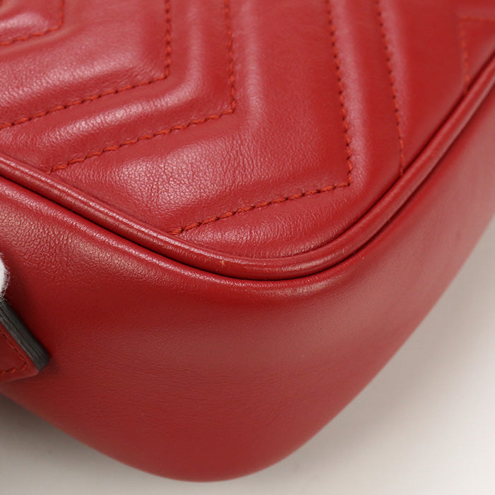GUCCI 448065 DTD1T Shoulder Bag GG Marmont Quilting Mini bag leather Red Women