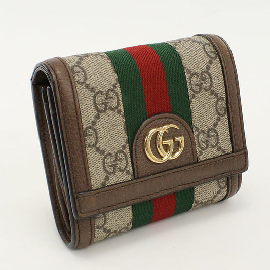GUCCI 598662 96IWG 8745 Bi-fold wallet Offidia Sherry Line GG Supreme Canvas Multicolor unisex