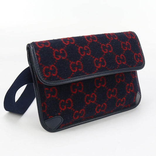 GUCCI 598181 Belt bag GG wool body bag wool navy Women
