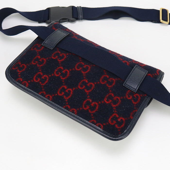 GUCCI 598181 Belt bag GG wool body bag wool navy Women