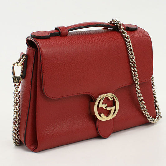 GUCCI 510302 2WAY handbag Interlocking G Handbag leather Red Women