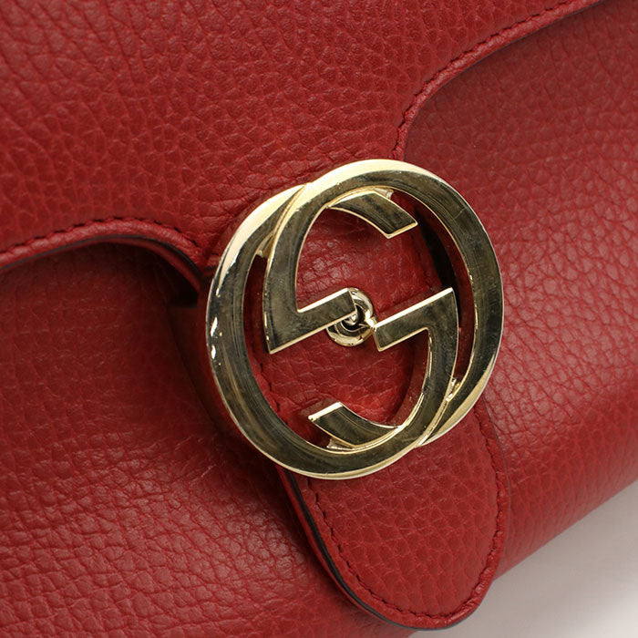GUCCI 510302 2WAY handbag Interlocking G Handbag leather Red Women
