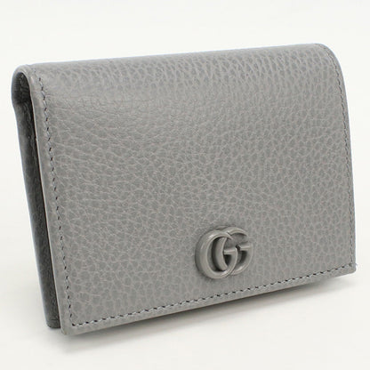GUCCI 456126 Bi-fold wallet Double G Flap wallet leather gray Women(unisex)