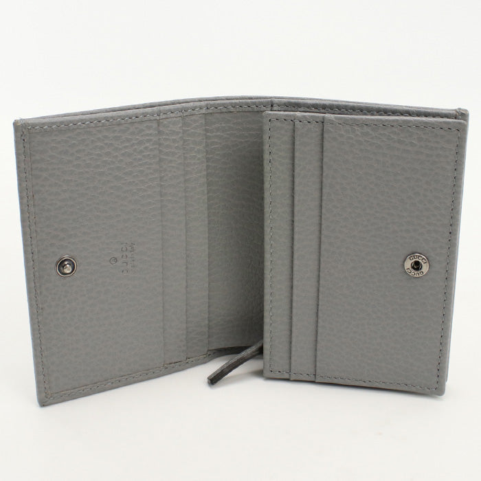 GUCCI 456126 Bi-fold wallet Double G Flap wallet leather gray Women(unisex)