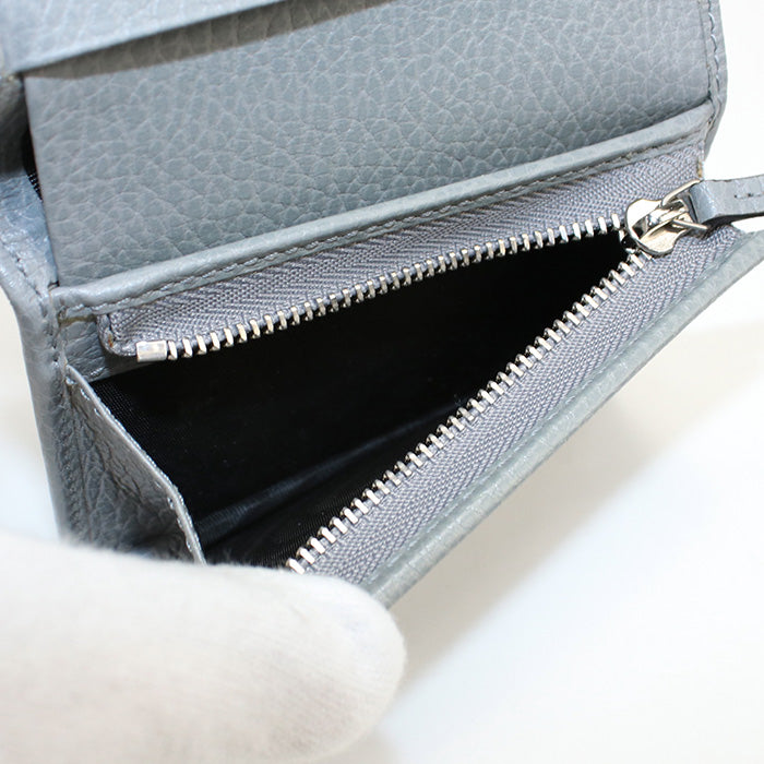 GUCCI 456126 Bi-fold wallet Double G Flap wallet leather gray Women(unisex)