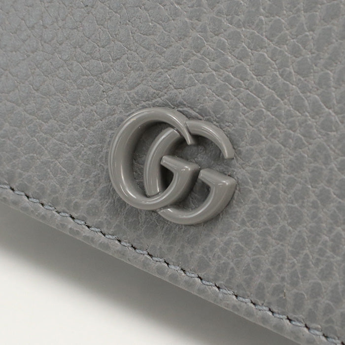 GUCCI 456126 Bi-fold wallet Double G Flap wallet leather gray Women(unisex)