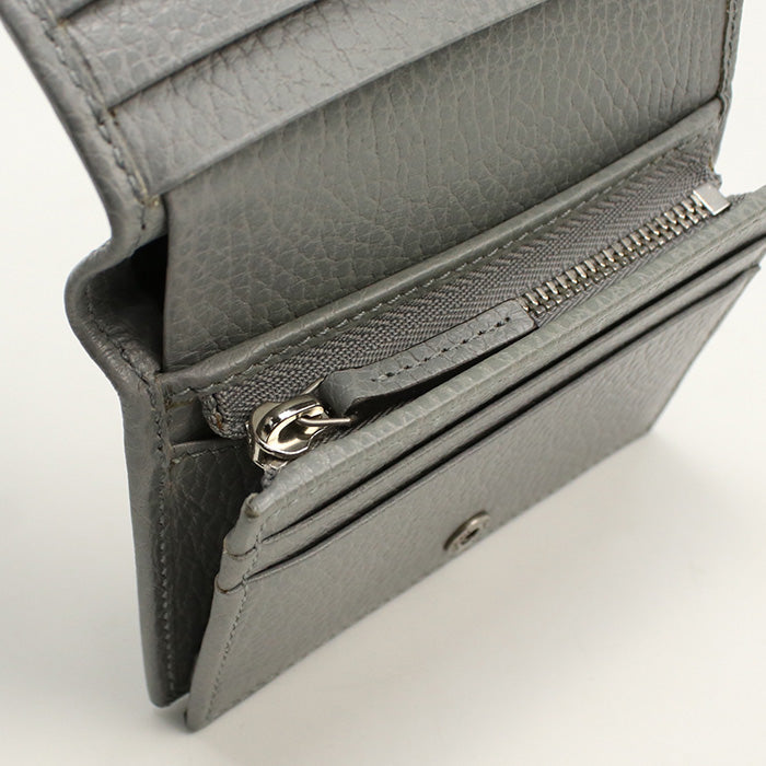 GUCCI 456126 Bi-fold wallet Double G Flap wallet leather gray Women(unisex)