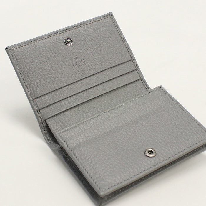 GUCCI 456126 Bi-fold wallet Double G Flap wallet leather gray Women(unisex)
